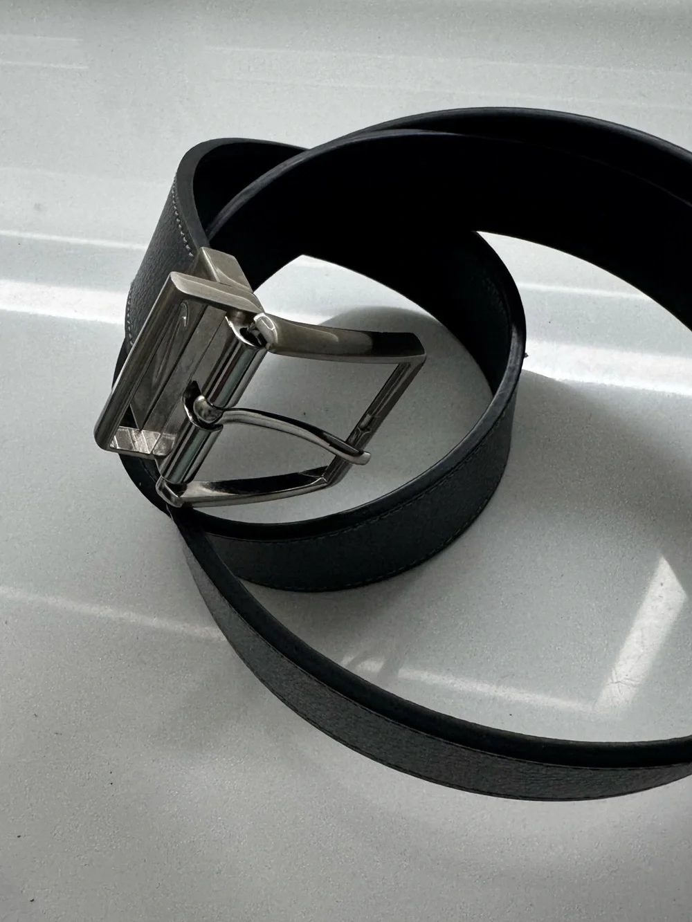 Nike Black Leather Belt with Silver Buckle